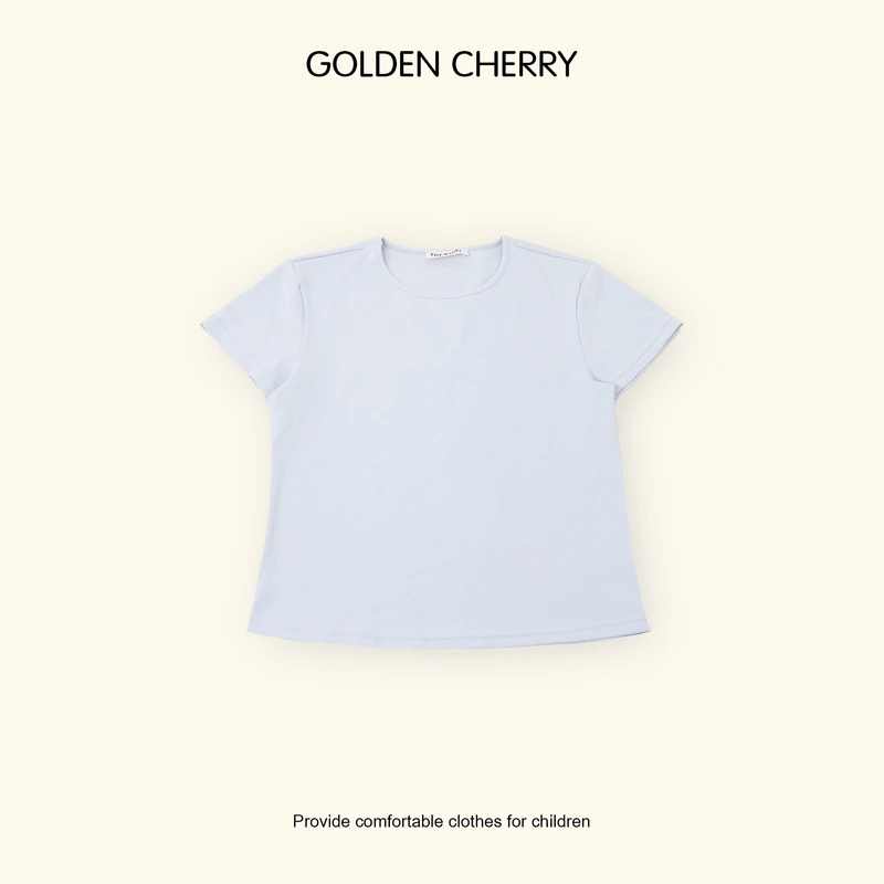 【金樱桃Golden cherry】 亲子纯色天蓝色休闲T恤c05c24