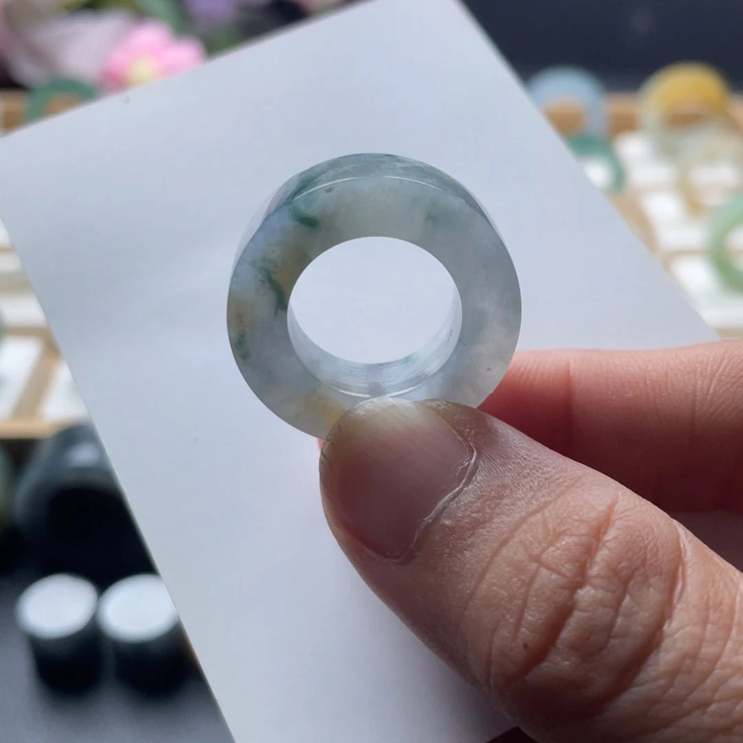 定制翡翠未镶嵌翡翠莫奈花园戒圈15-20