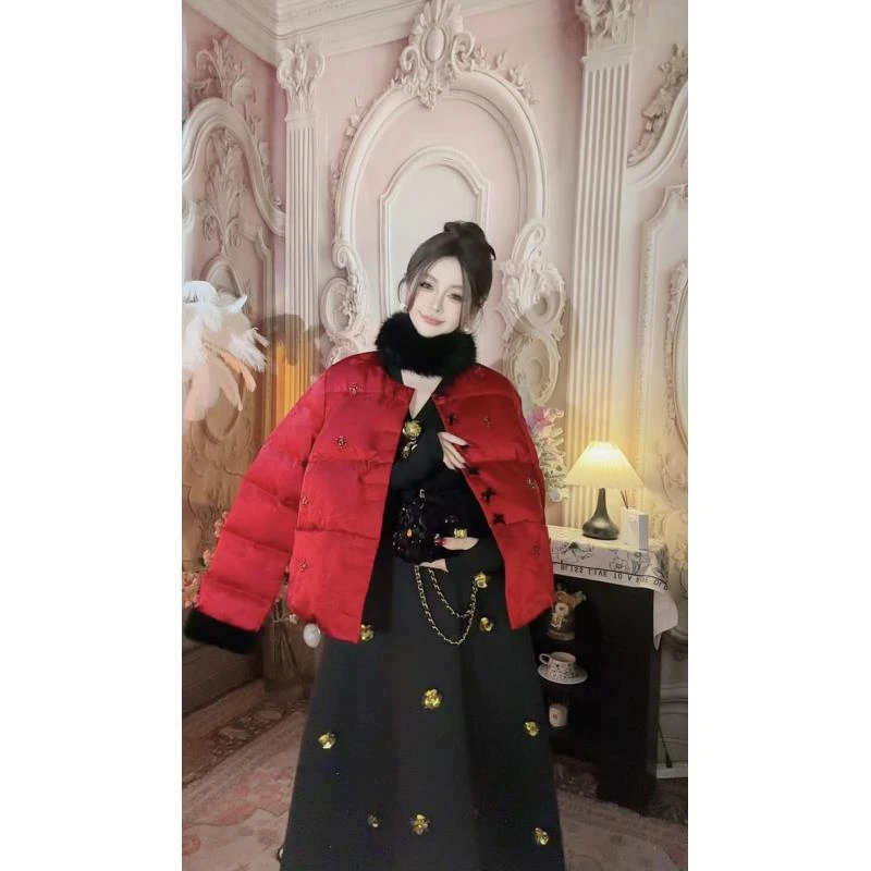 【崔】门庭显赫 W0169 新中式保暖外套女拼接磁吸扣秋冬时尚加厚