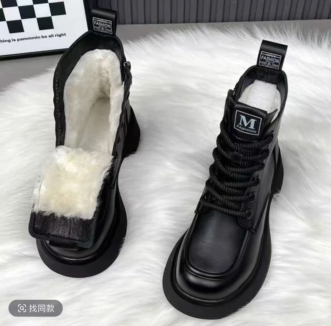 【范范专属】女士时尚复古黑色短靴