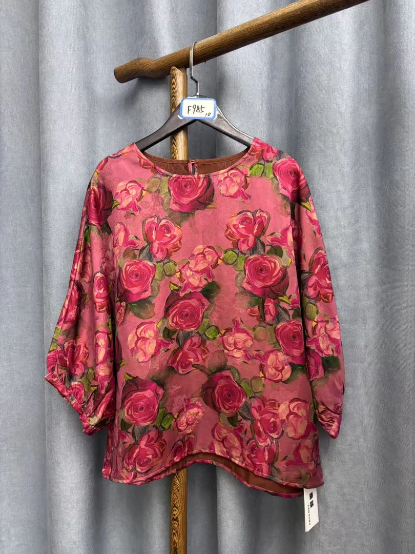 （瑕疵）2025新款时尚休闲香云纱圆领上衣F985