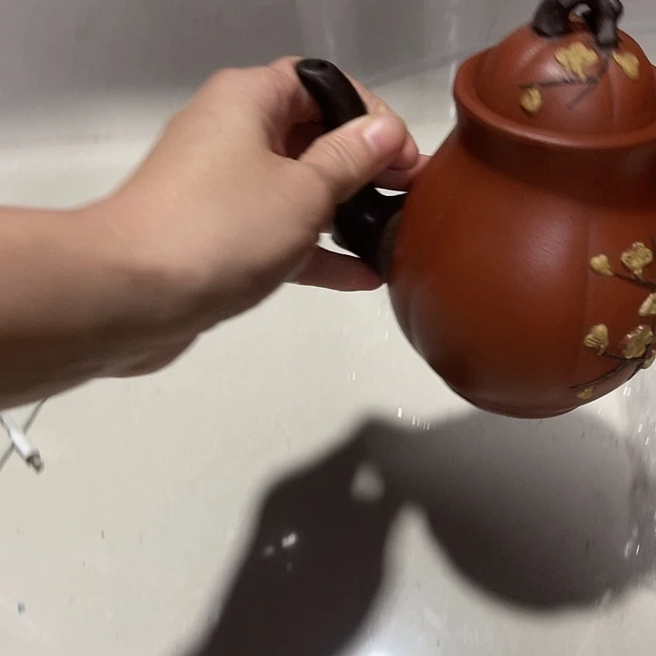 茶壶紫砂原矿泥料手工制作的一把紫砂壶。