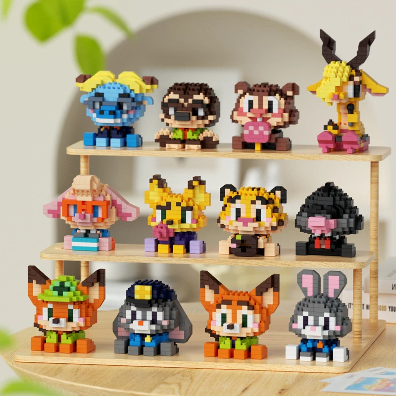 手工拼装玩具兼容le高卡通公仔动物园狐狸兔子微颗粒积木益智玩具