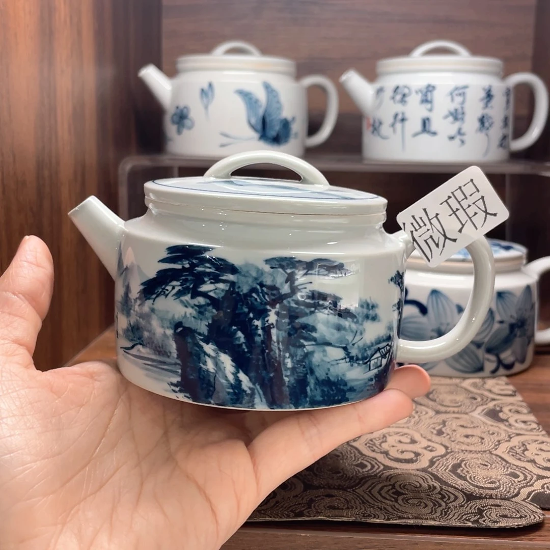 釉下彩纯手绘有瑕