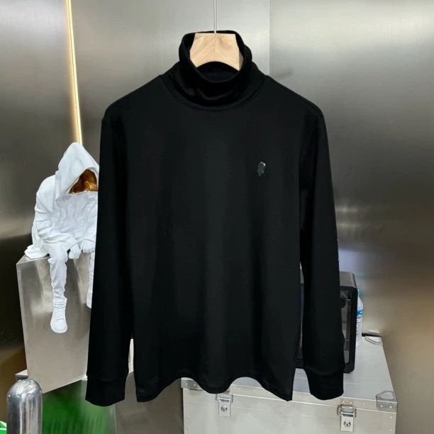 高端欧货冬季加绒磨毛长袖高领打底T恤男保暖