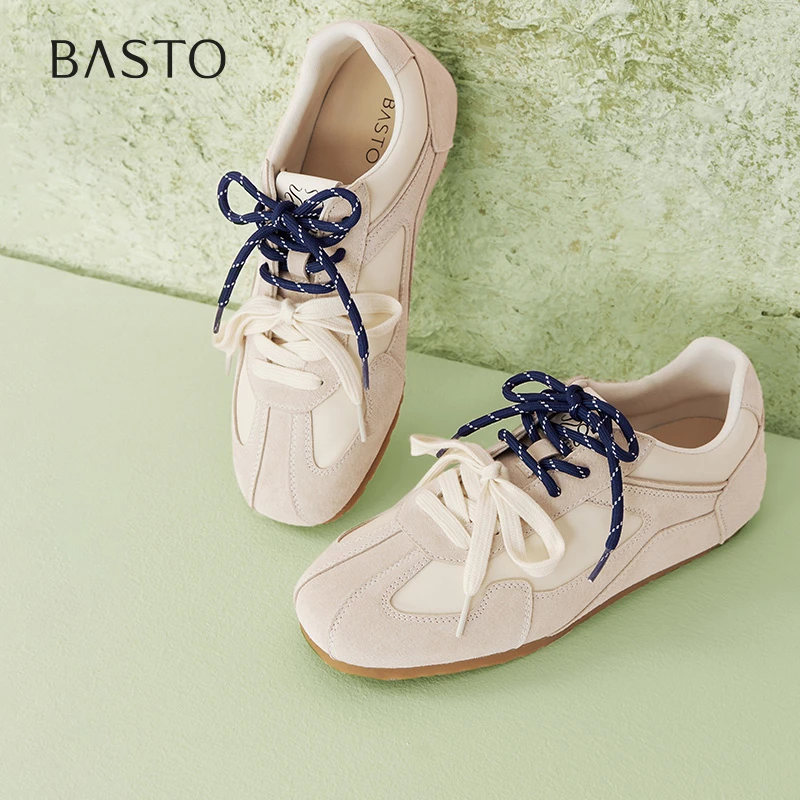 百思图2025春季新款商场同款复古运动德训鞋平跟女休闲鞋A1915AM5