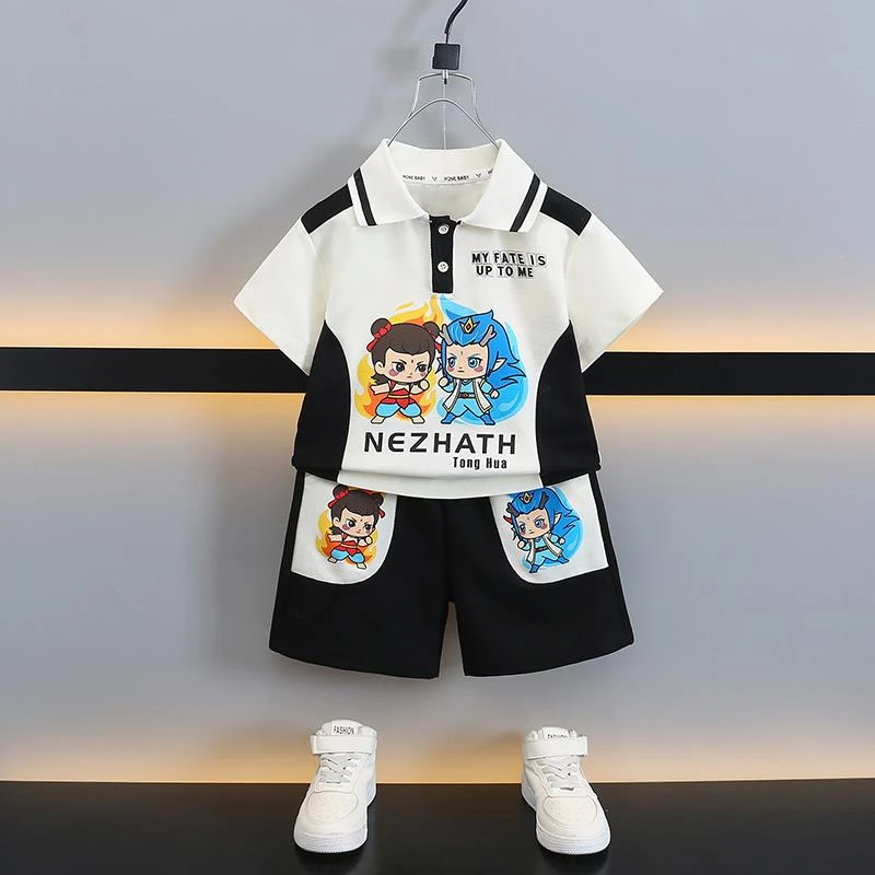哪吒儿童服装男童夏装套装2025新款夏季潮酷帅短袖polo衫敖丙衣服