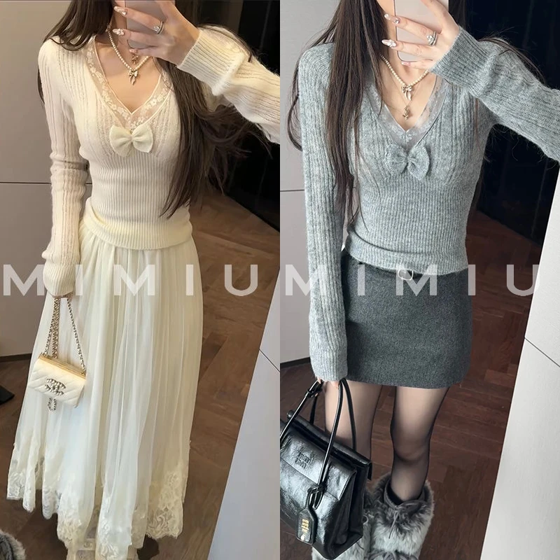 【mimius】七七 羊毛混纺针织蝴蝶结打底毛衣 WG11140