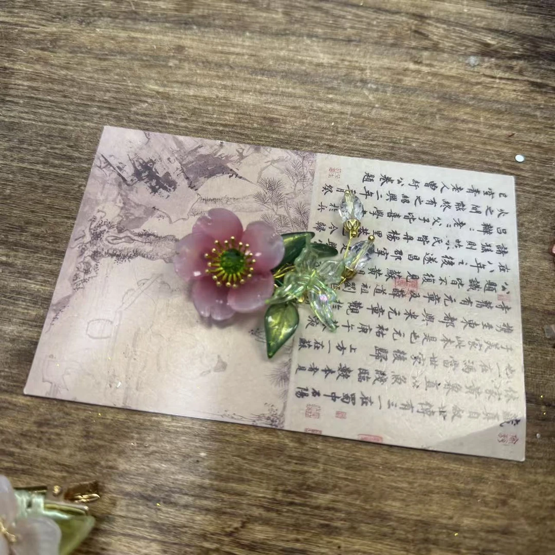 绿蝴蝶粉琉璃。前尘梦古风汉服配饰