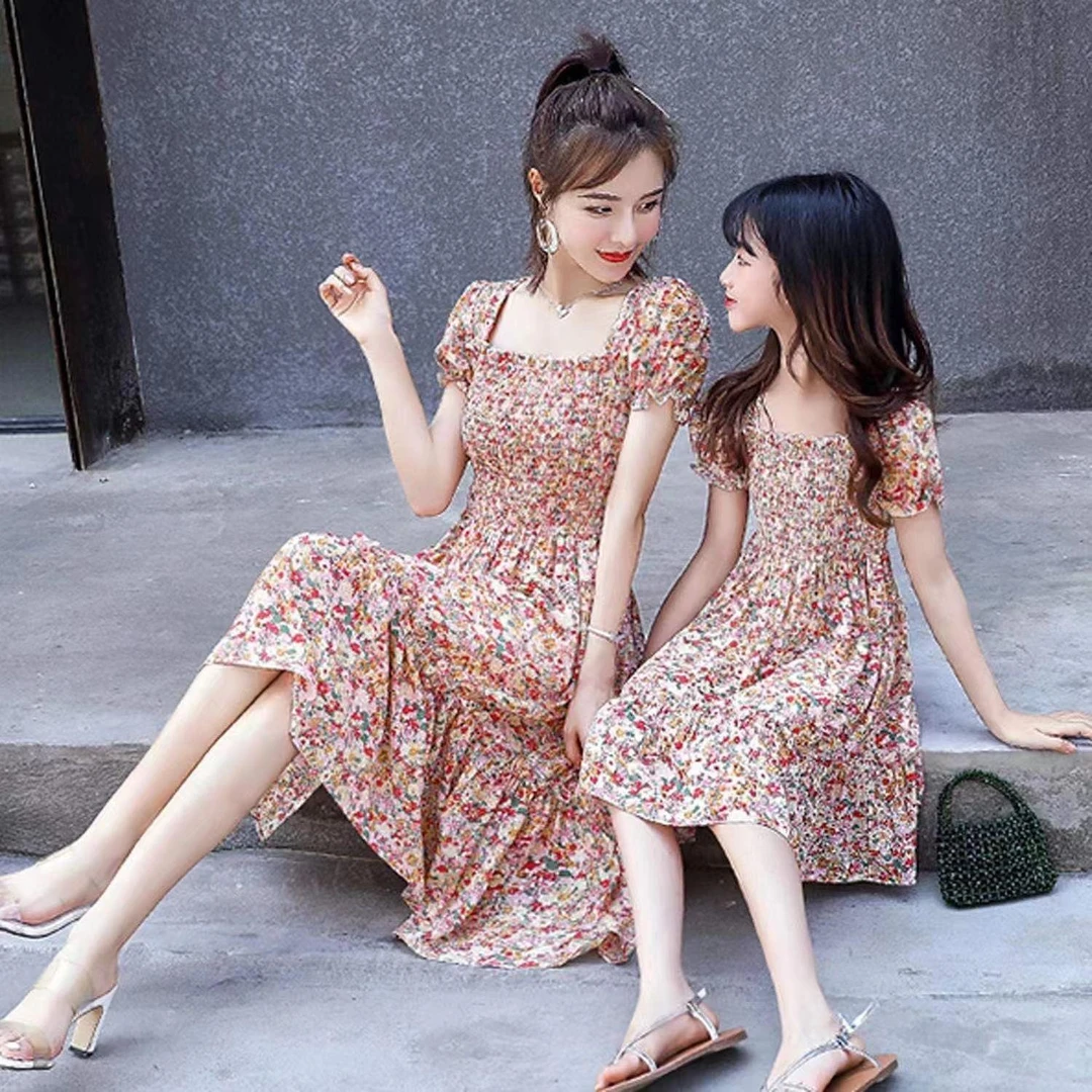 亲子母女装爆款连衣裙夏装2025新款洋气夏季儿童公主裙女大童裙子