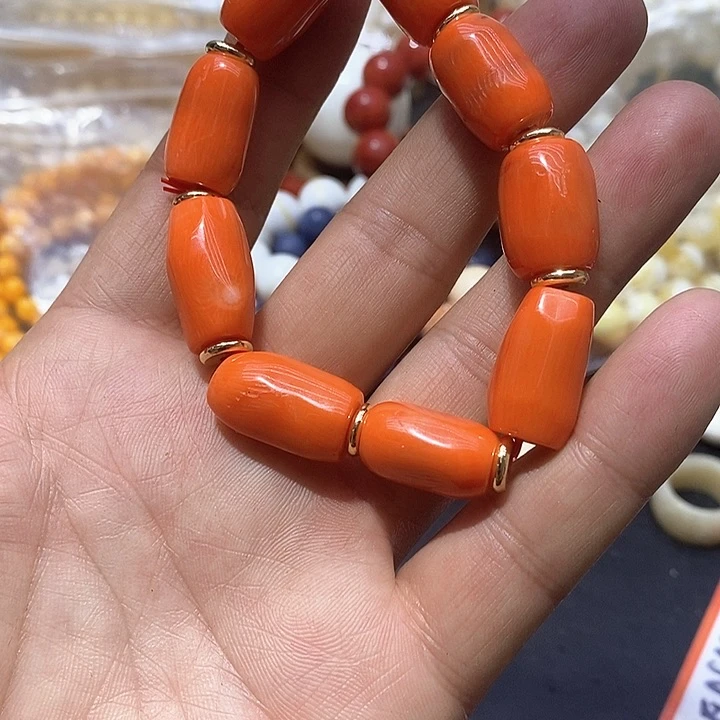 大果紫檀（缅甸花梨）摸摸红姑娘桶珠手串