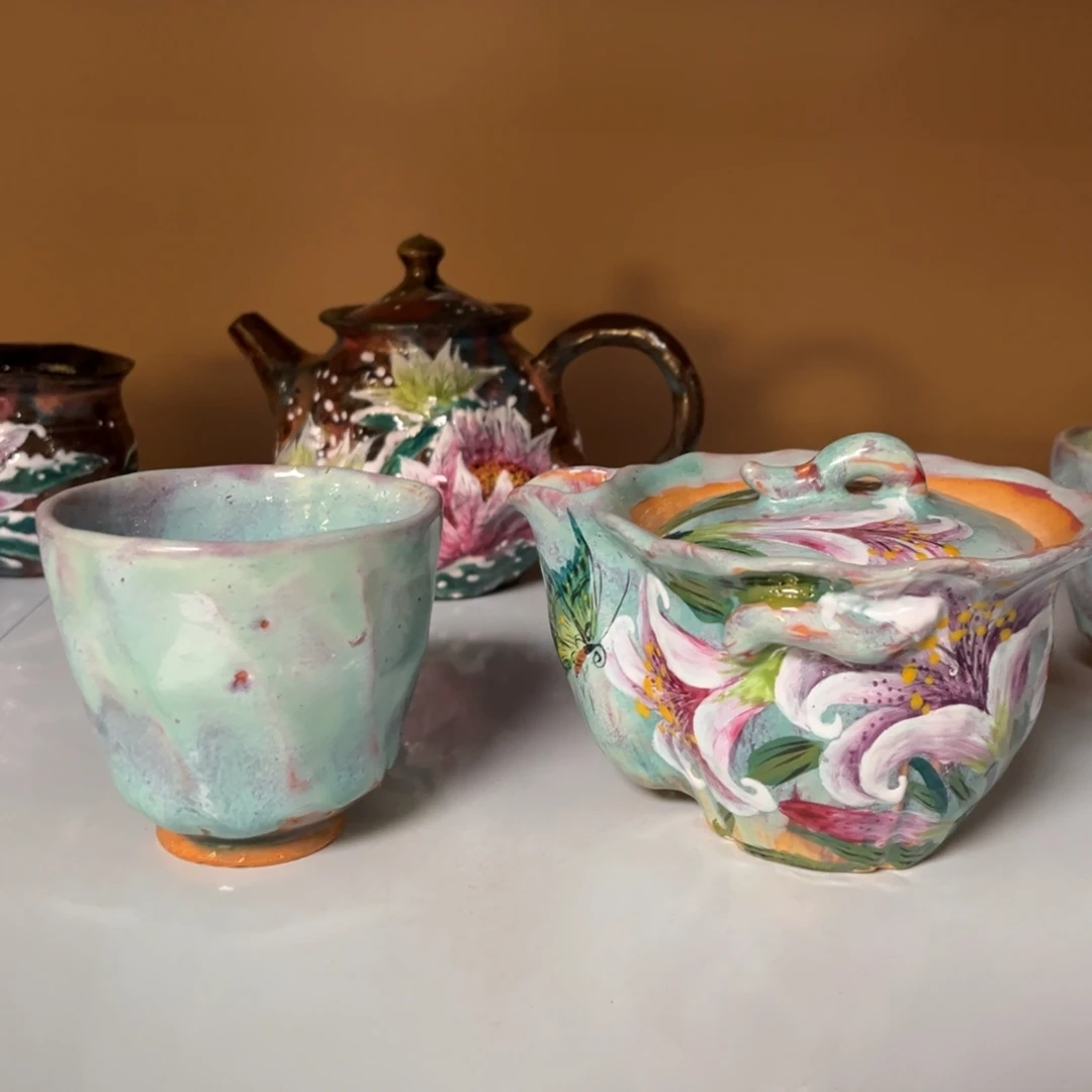 霁***风柴烧纯手工手绘陶瓷