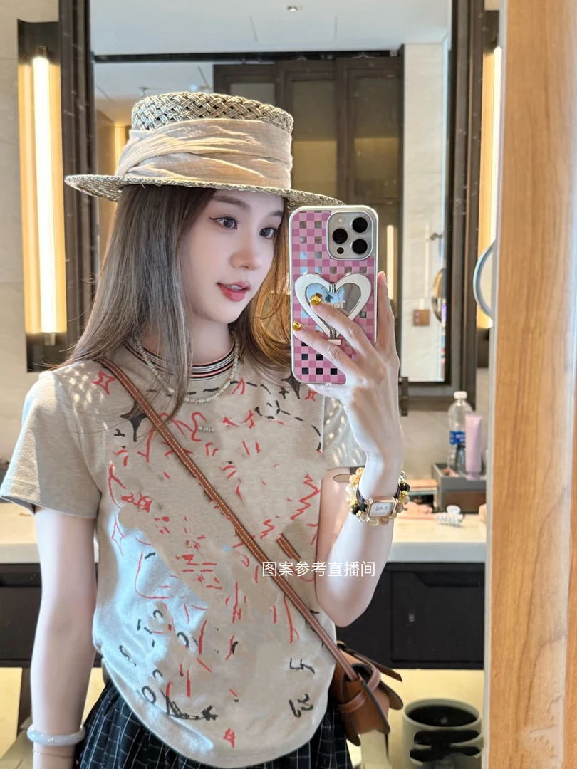 【公主猫咪】夏季时尚设计款卡通猫咪印花短袖-DX2025389