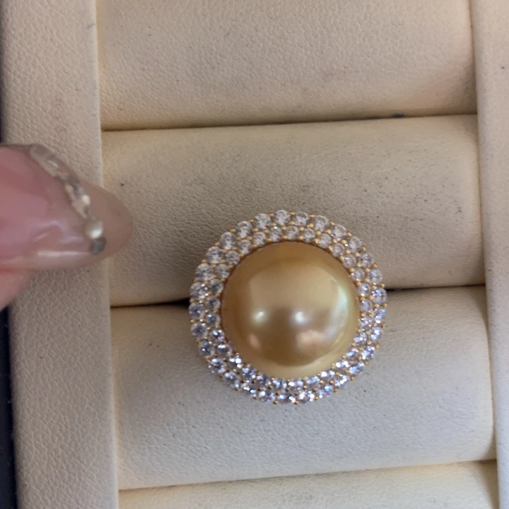 银S925镶嵌戒指海水珍珠