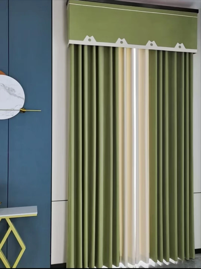 【贝爷家】奶油泡芙抹茶绿拼奶油白新春网红卧室客厅遮光成品窗帘