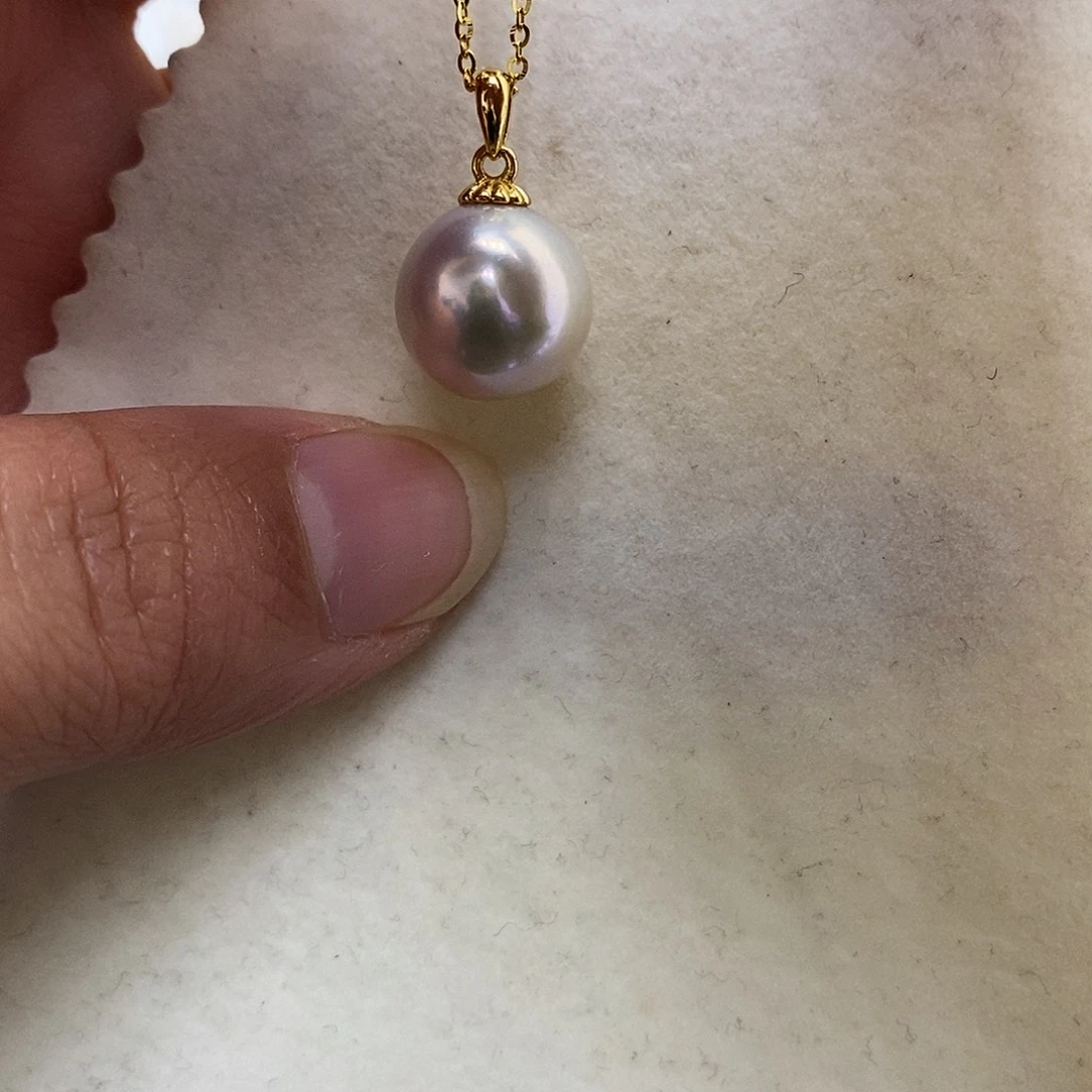 银S925镀金镶嵌淡水珍珠吊坠(不含链)