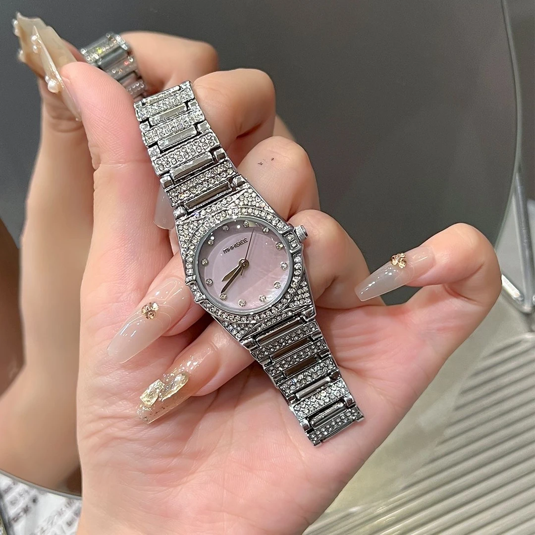 百搭经典女士手表时尚轻奢小众满钻小巧精致镶钻手链贝母款S047