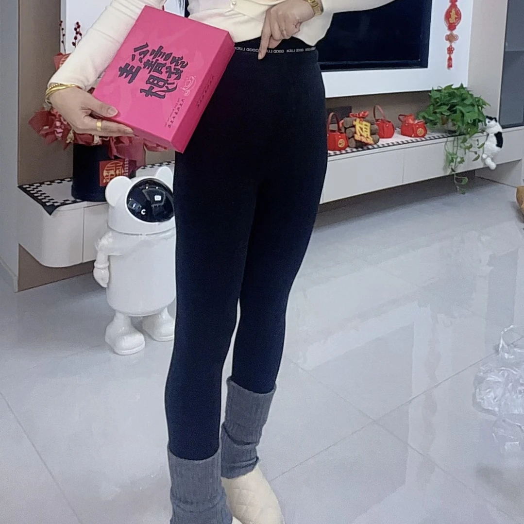 女士冬季加绒加厚高腰显瘦保暖外穿云朵打底裤