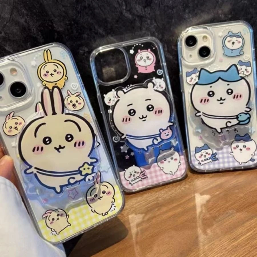 卡通吉伊乌萨奇支架适用苹果16Pro手机壳13保护壳15气囊14/12情侣