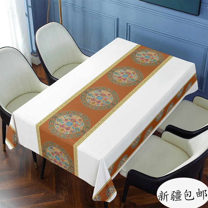 【餐桌 茶几】祥云兰花 中国风 PVC防水防油免洗桌布 新疆包邮