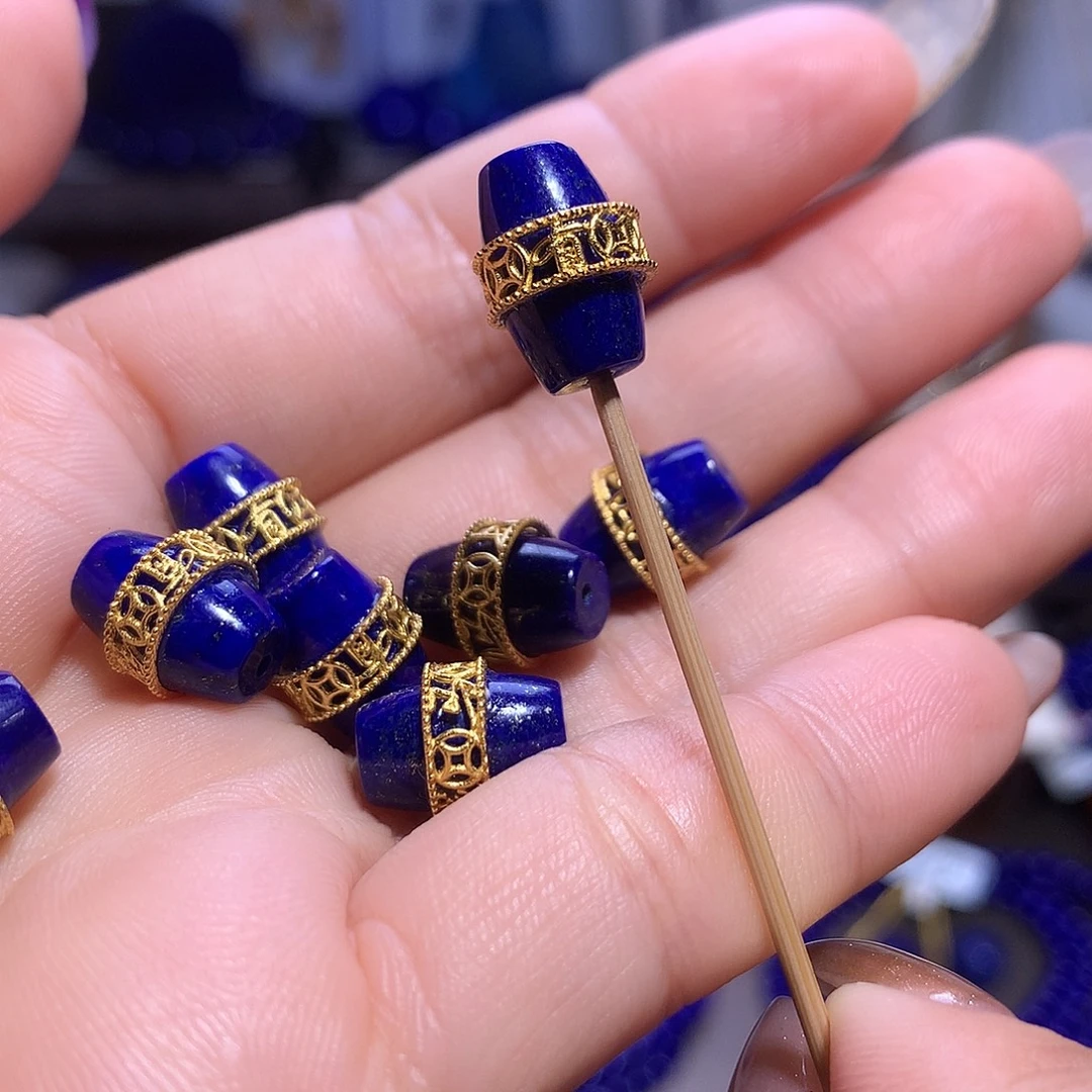 银S925镶嵌青金石隔珠背云