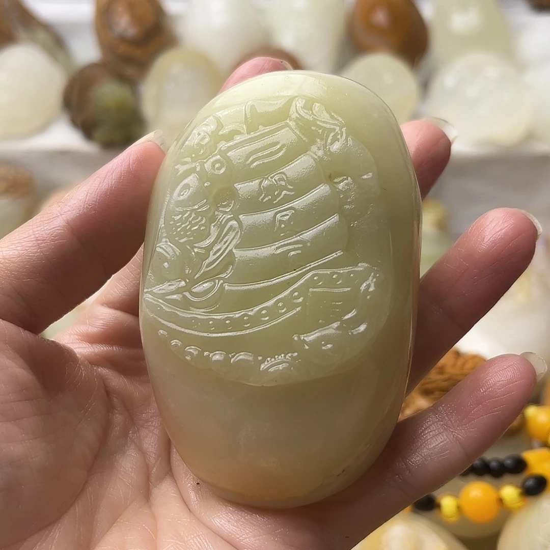 石材方解石手把摆件不退换一帆风顺