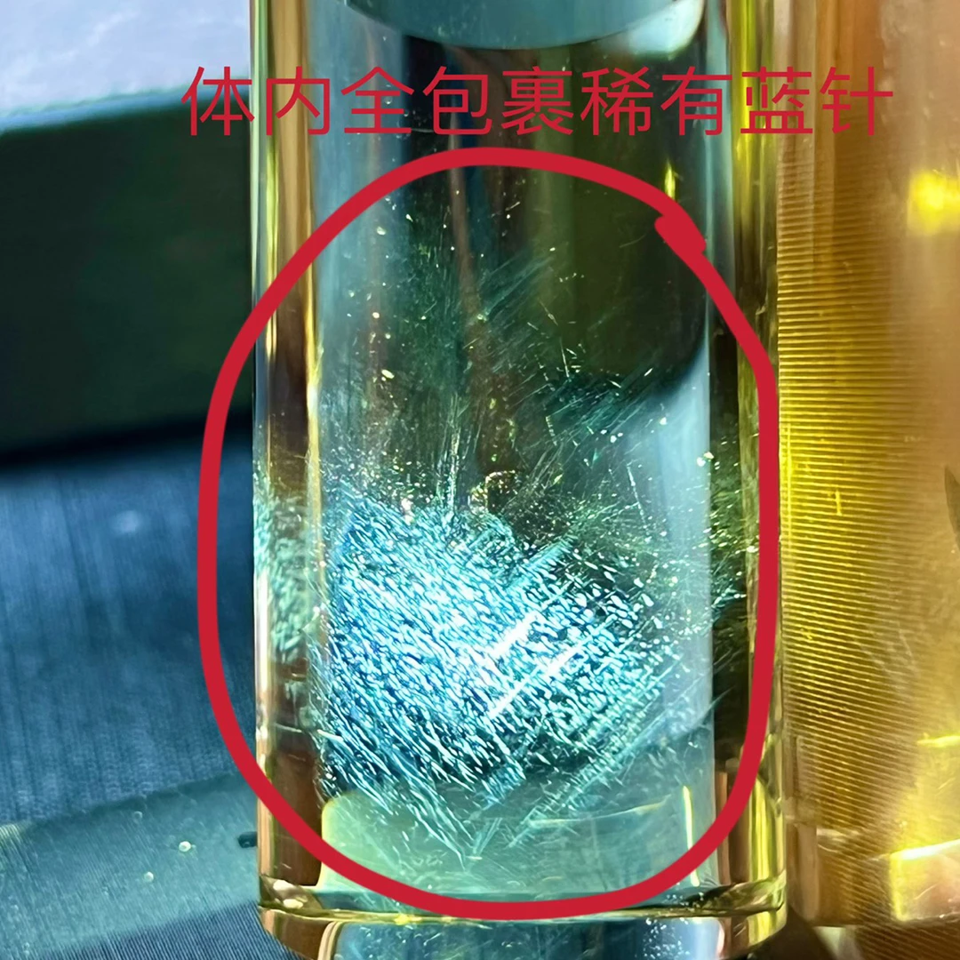 天然巴西茶黄水晶无事牌男女款吊坠男士女士蓝针