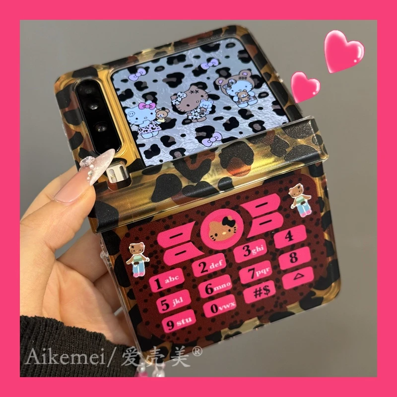 适用华为purax典藏版折叠屏手机壳pocket2豹纹电话Kitty猫链条女