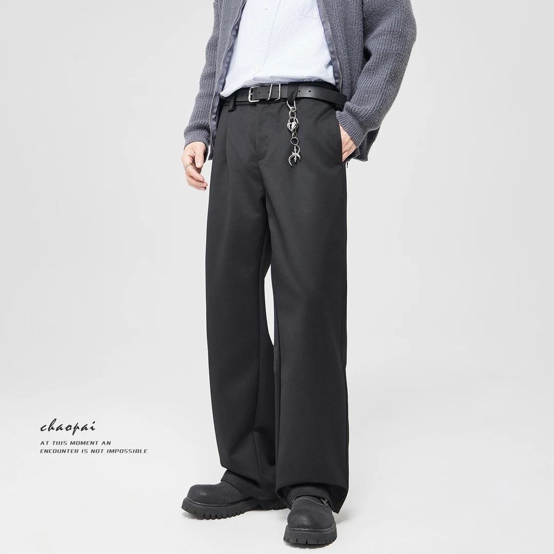 休闲西裤男款秋季垂感2025秋冬新款高级感阔腿西装裤宽松直筒裤