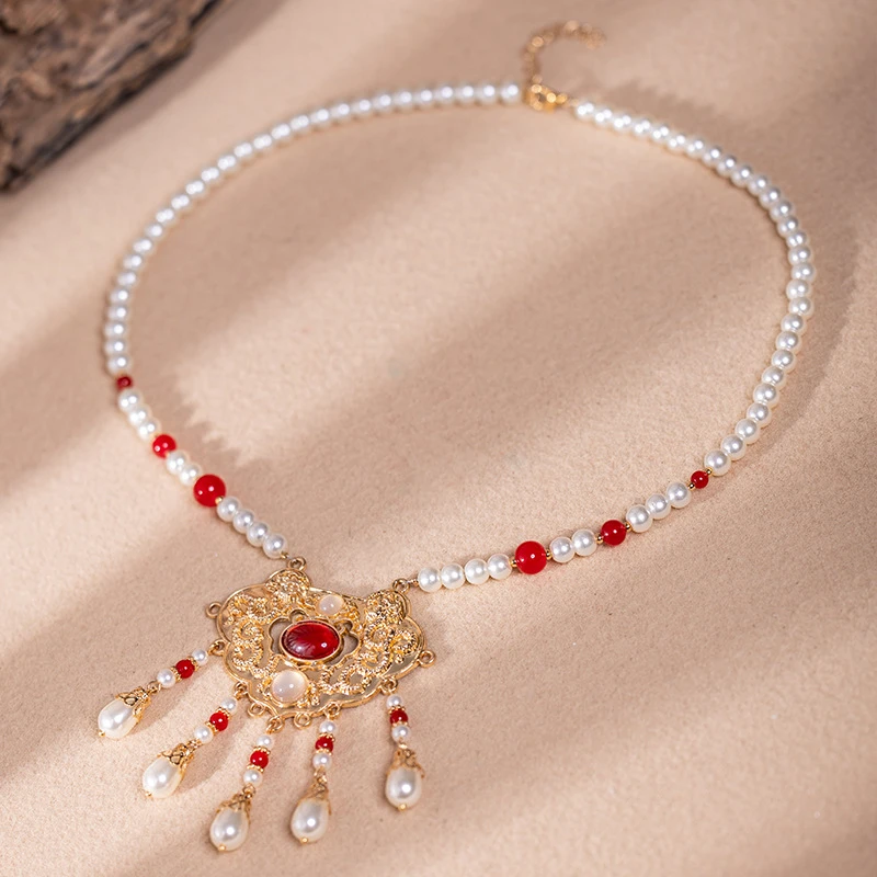 古风平安锁璎珞汉服配饰红色新中式国风明制软璎珞