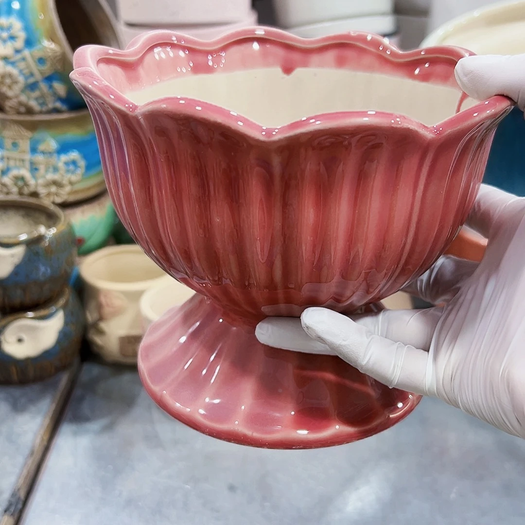 有孔，外贸尾单陶瓷花盆凑单10米包邮