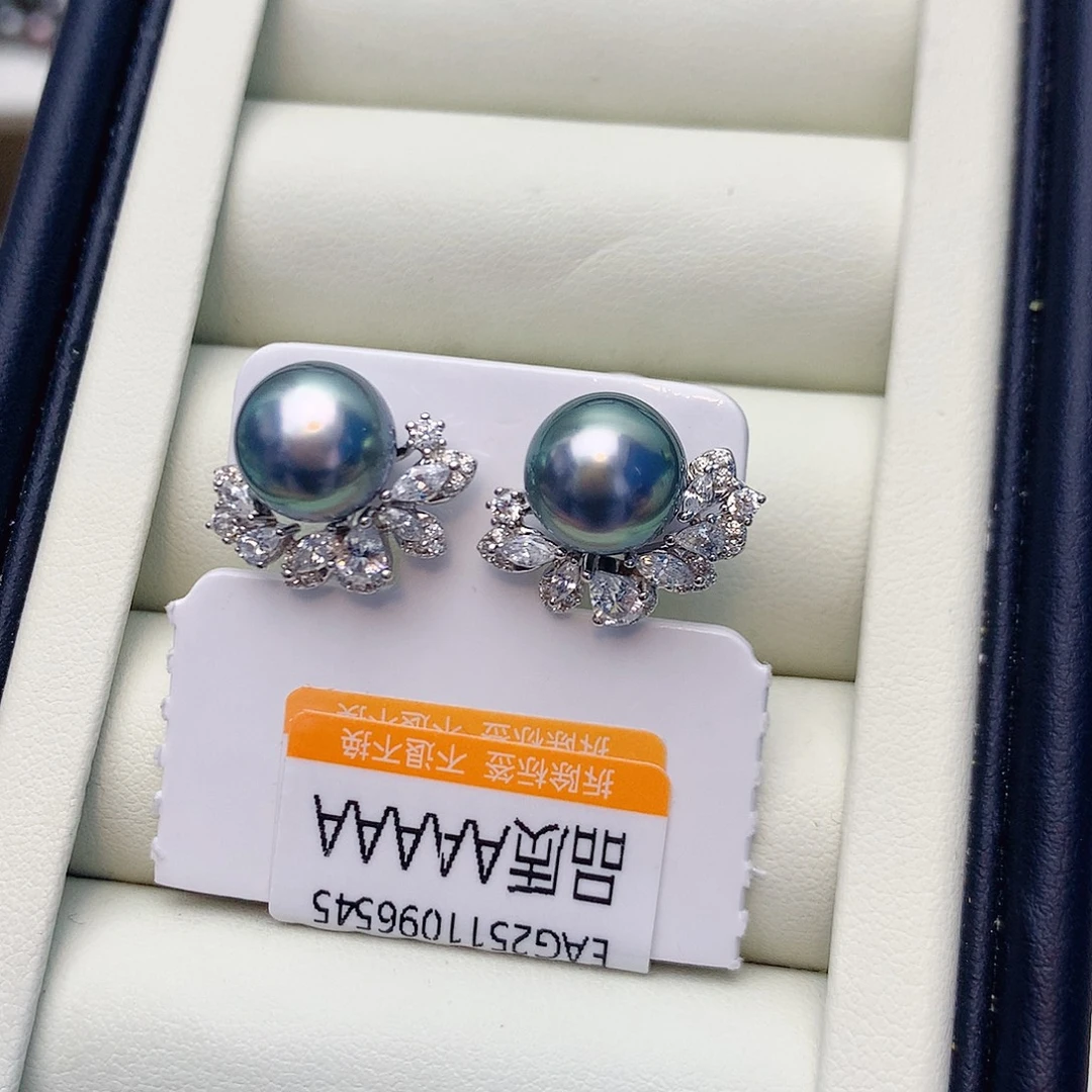 海水珍珠银S925镶嵌耳饰W48
