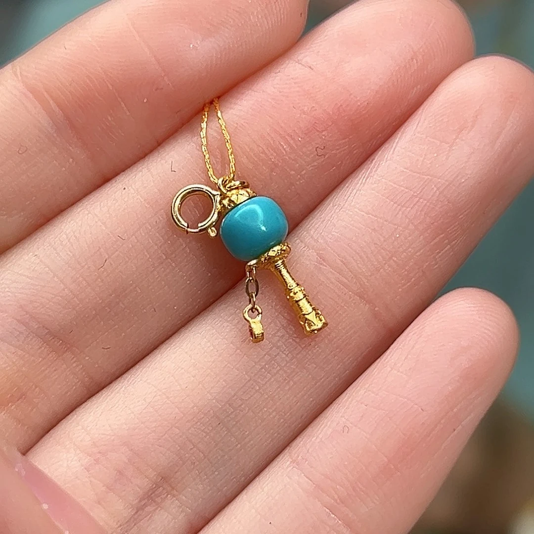 绿松石珠宝奇石18K金镶嵌