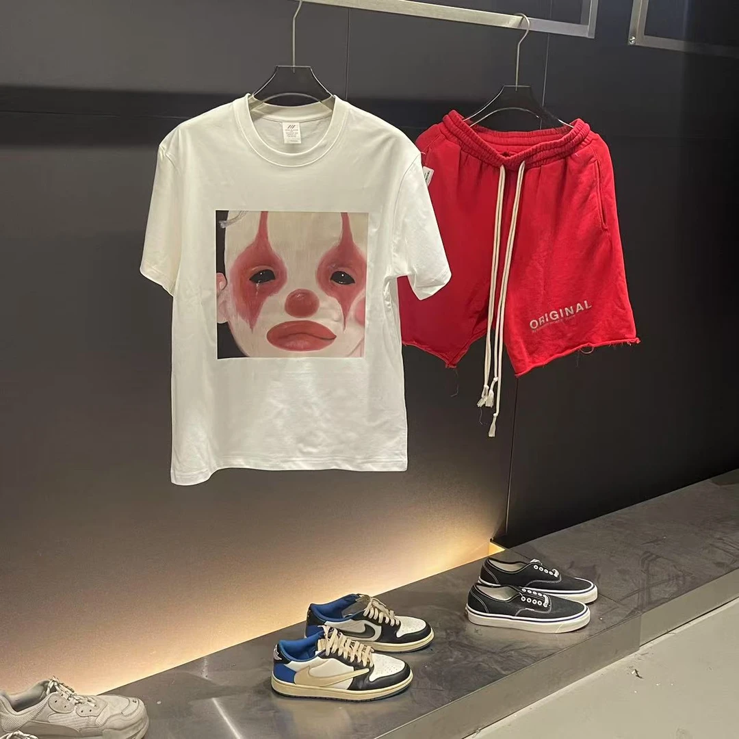 新款春季男士短袖T恤潮流时尚印花休闲百搭半袖涂鸦体恤上衣圆领