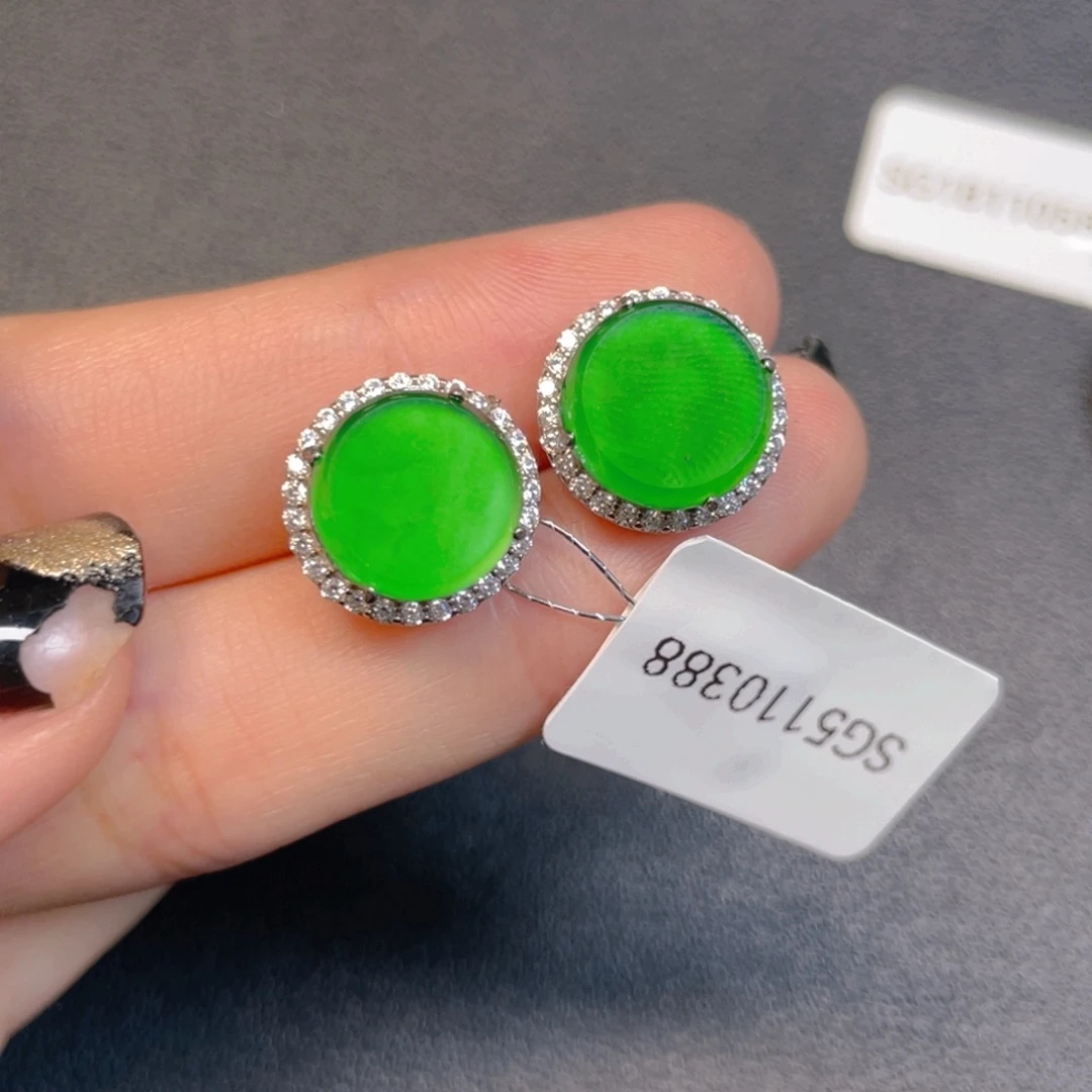 翡翠银S925镶嵌挂件hhj