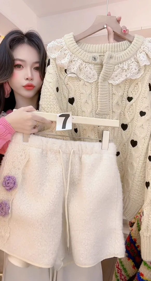 【小爱心】毛针织衫长袖时尚百搭温柔甜美秋季宽松小众设计感秋冬