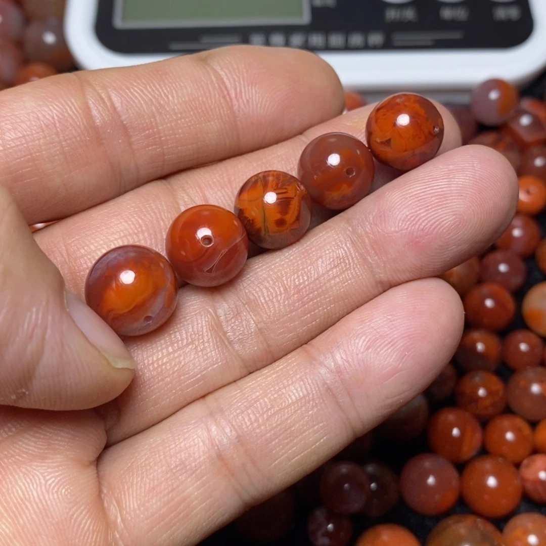 未镶嵌296号圆珠5个南红玛瑙