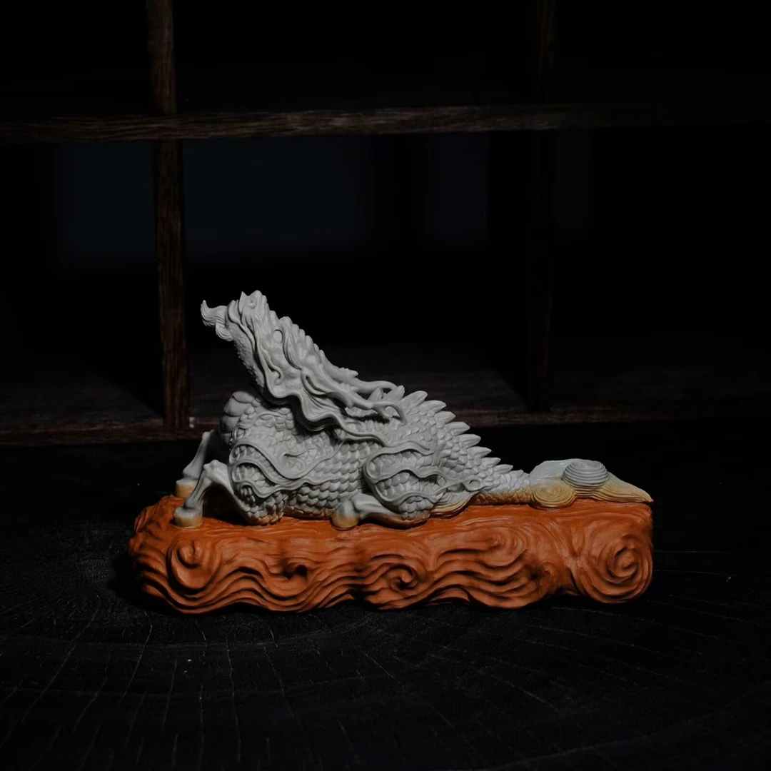 千石原石原创手工雕刻松花石镇水兽茶宠可养可玩可摆茶宠摆件国风