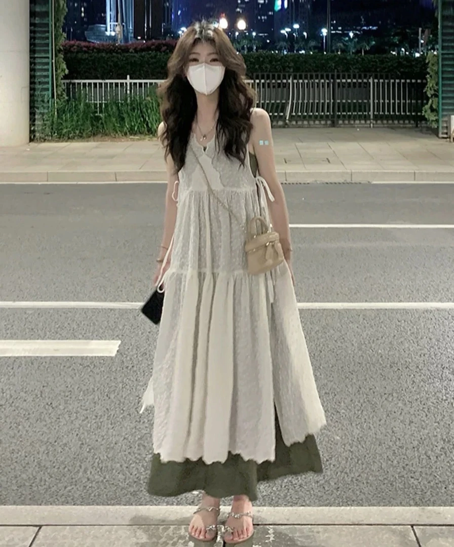 3开头编号法式长裙连衣裙显瘦气质夏季收腰复古小众温柔风甜美