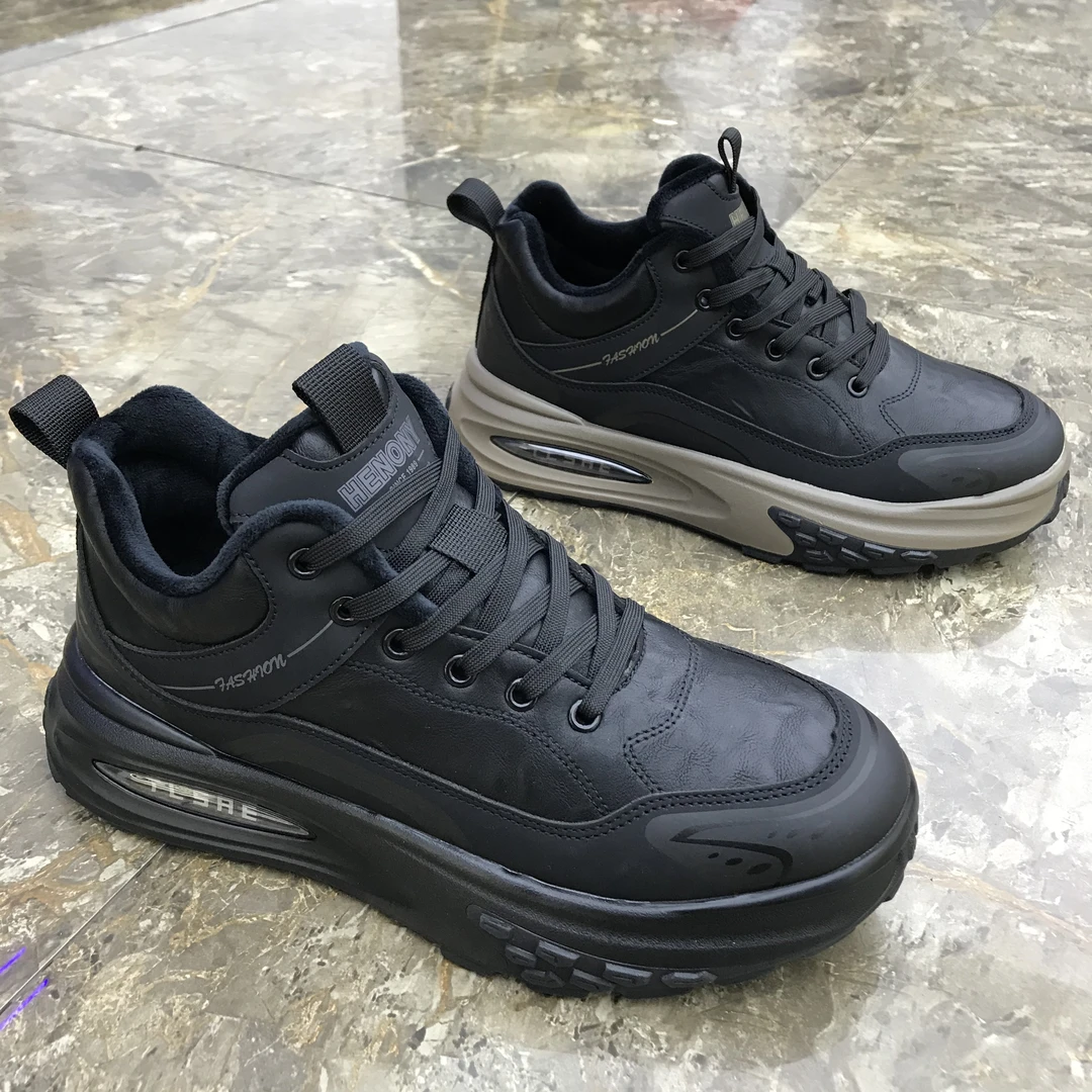 男士秋冬季加绒保暖素面中帮时尚休闲运动棉鞋