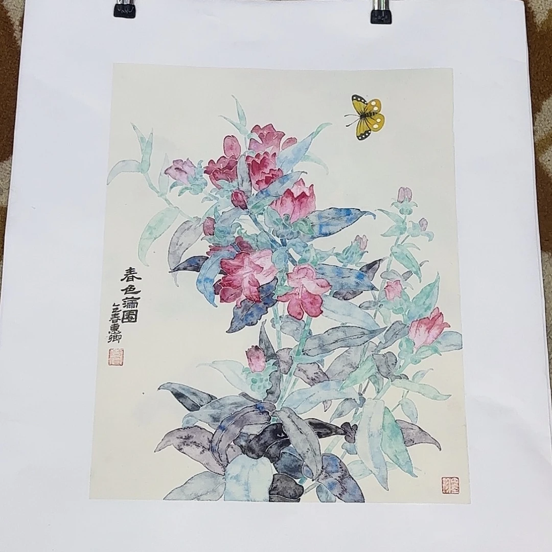 国画慧卿花鸟作品艺