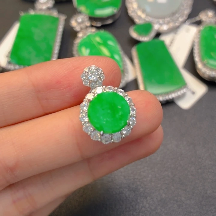 翡翠银S925镶嵌颈饰