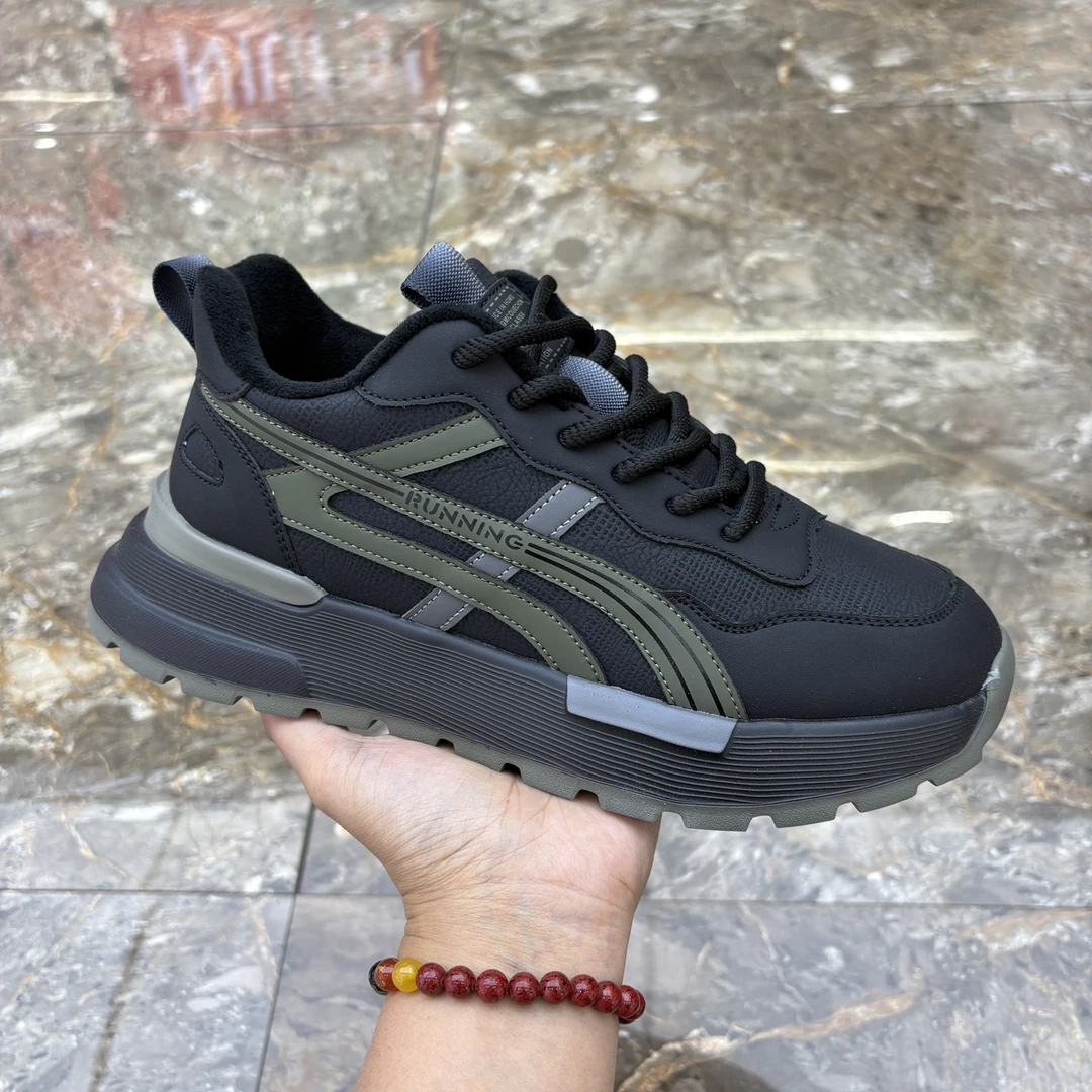 鞋子男2025冬季新款男士皮面休闲鞋加棉保暖舒适男鞋百搭运动鞋