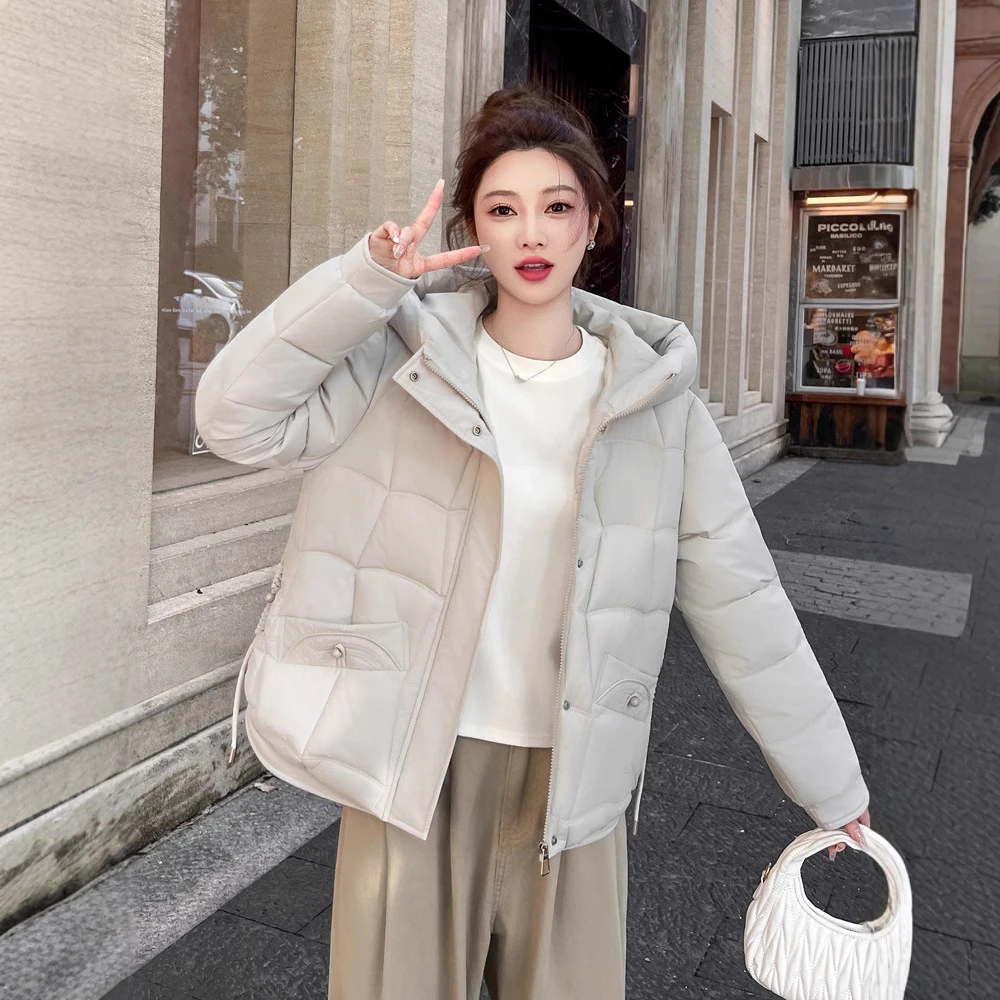 反季冬装女款棉服韩板短款色连帽棉衣宽松时尚ins新款棉袄外套