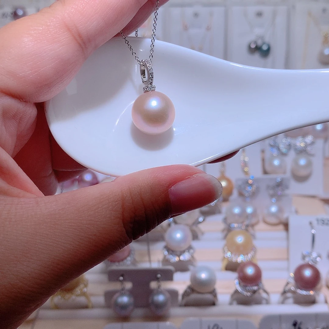 淡水珍珠银S925镶嵌吊坠(赠链)CC13.2mm