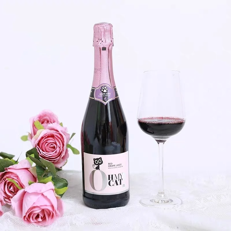 欧米猫无醇含气红白葡萄汁饮料西班牙原瓶进口起泡半甜红葡萄酒