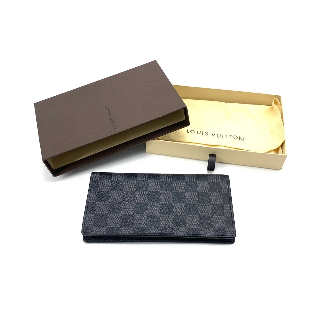 99新 LouisVuitton/路易威登 黑棋盘格对折钱包尺寸19/10奢侈