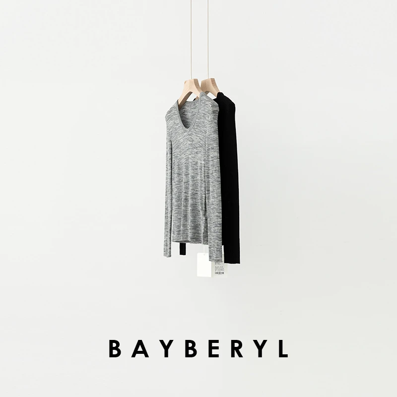 BAYBERYL老贝段彩蛋领*细腻羊毛百搭打底秋针织衫ZZS5E0710-9/24