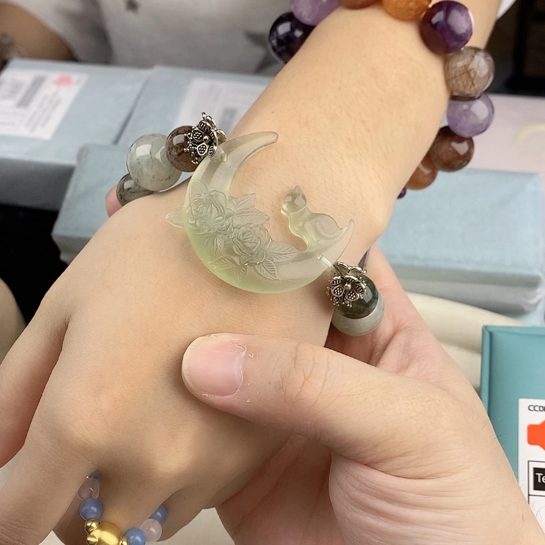 水晶手链银S925镀金镶嵌