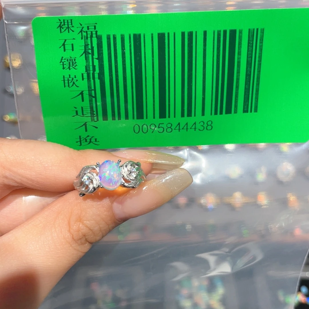 欧泊银S925镶嵌欧泊戒指沐*